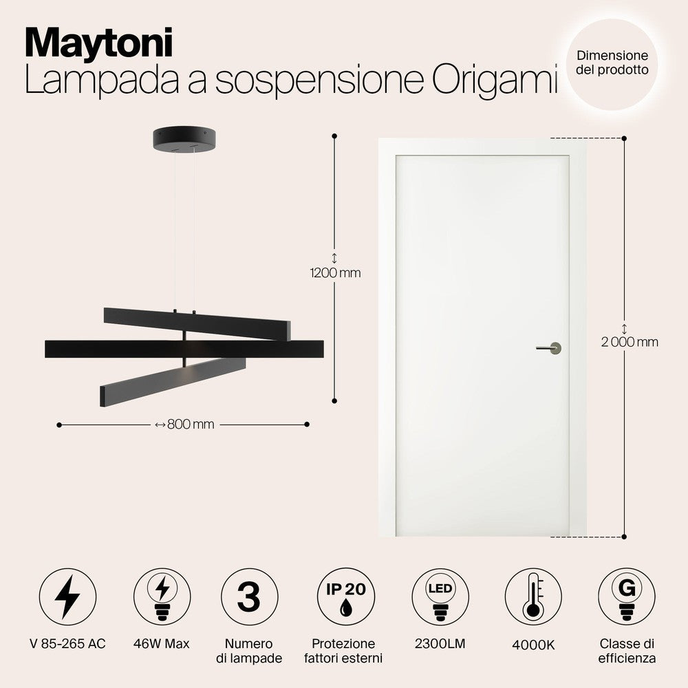 Origami Pendant Lamp In Black-Maytoni-South Charlotte Fine Lighting