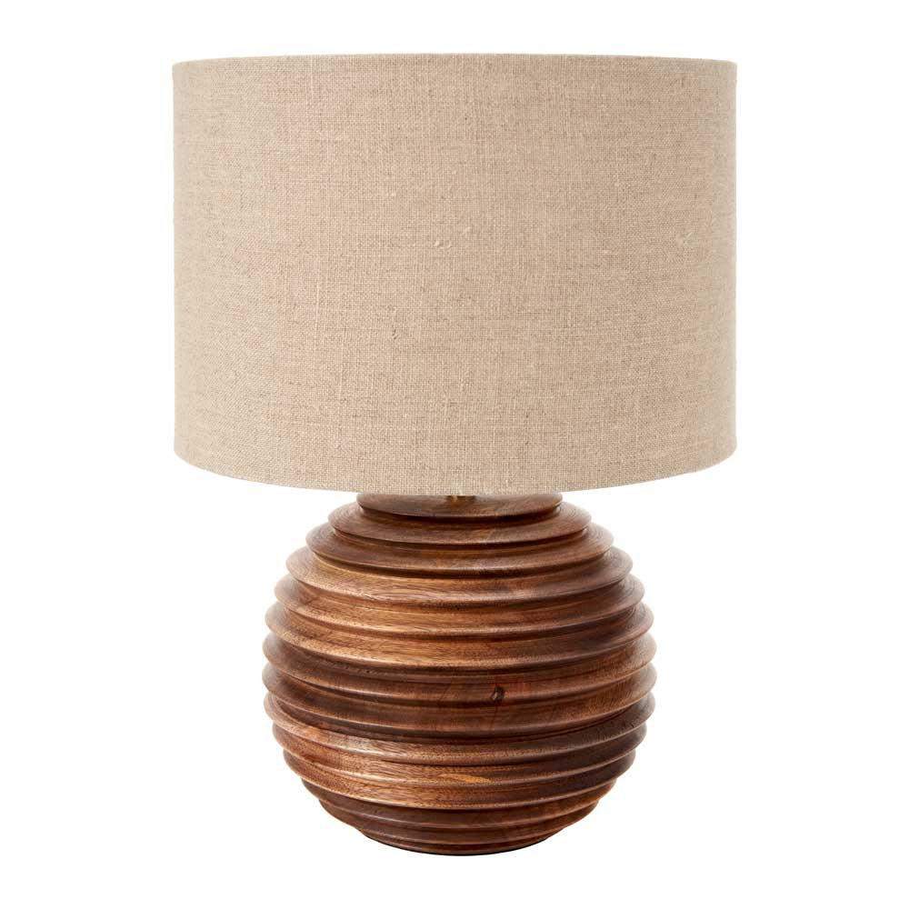 Pembury wooden table lamp with beige lampshade