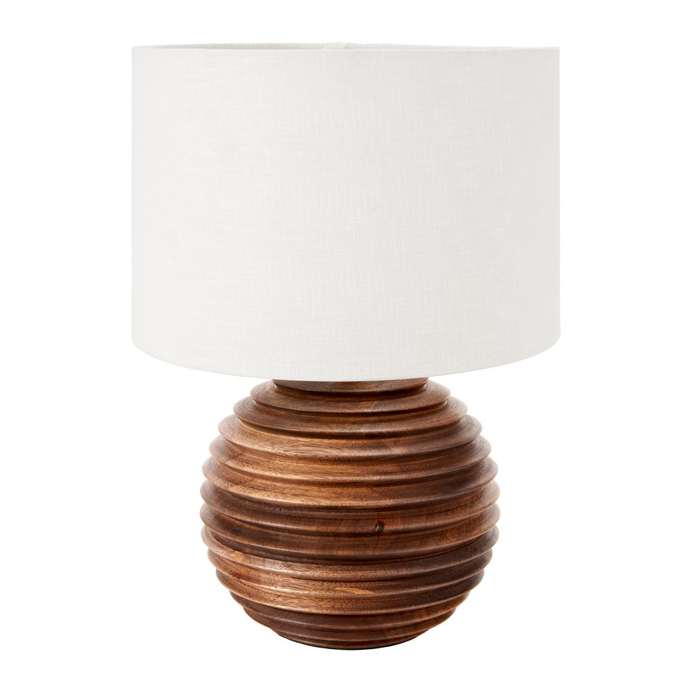 Pembury wooden table lamp with neutral lampshade