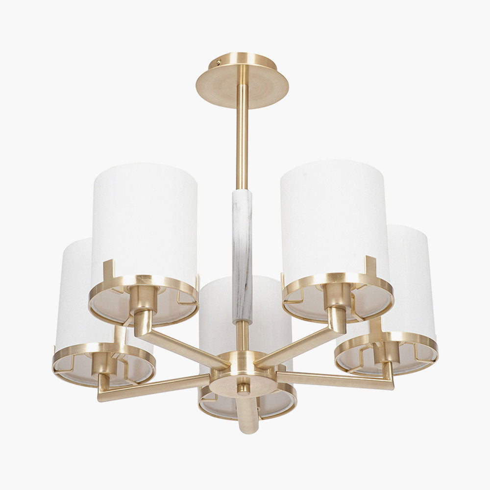 Pendant lights gold with 5-arm pendant lights, viewed from below
