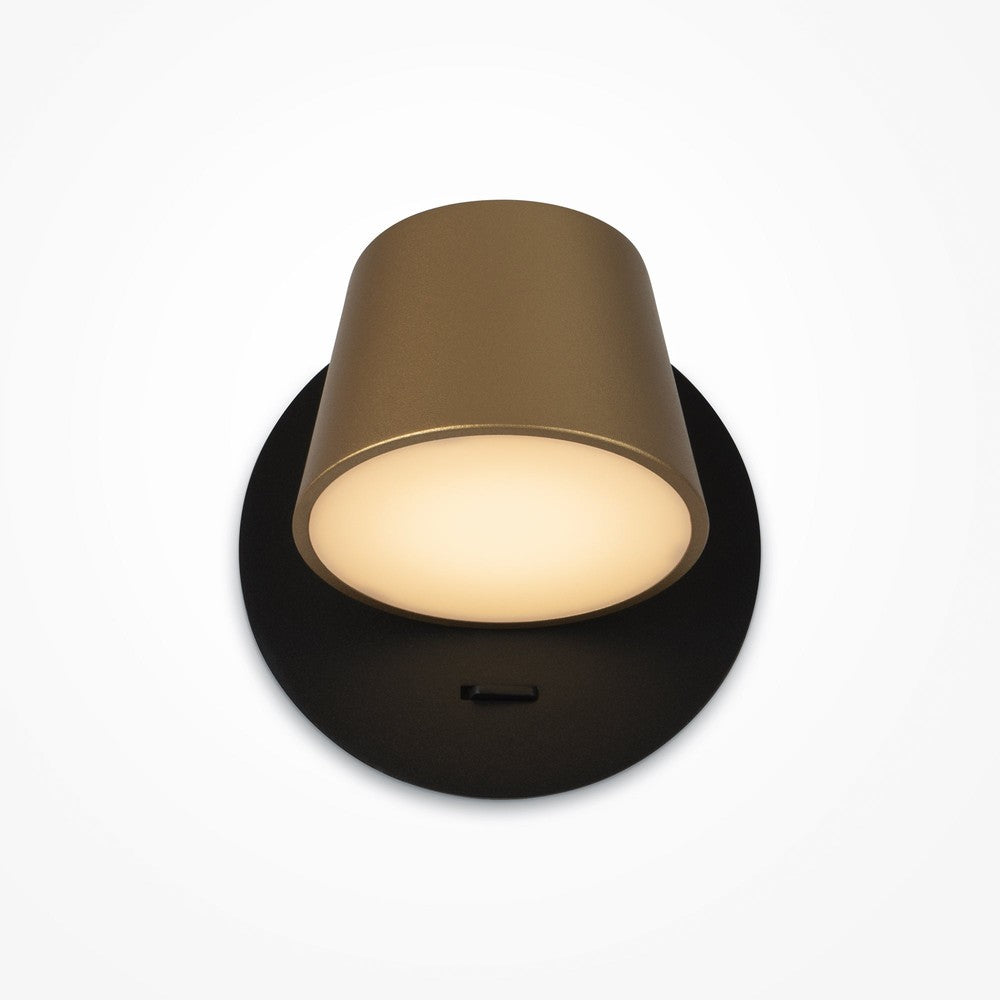 Pixel Wall Lamp In Black With Brass Lampshade-Maytoni-South Charlotte Fine Lighting