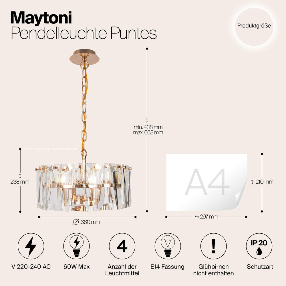 Puntes Chandelier With Gold Styling - Narrow-Maytoni-South Charlotte Fine Lighting