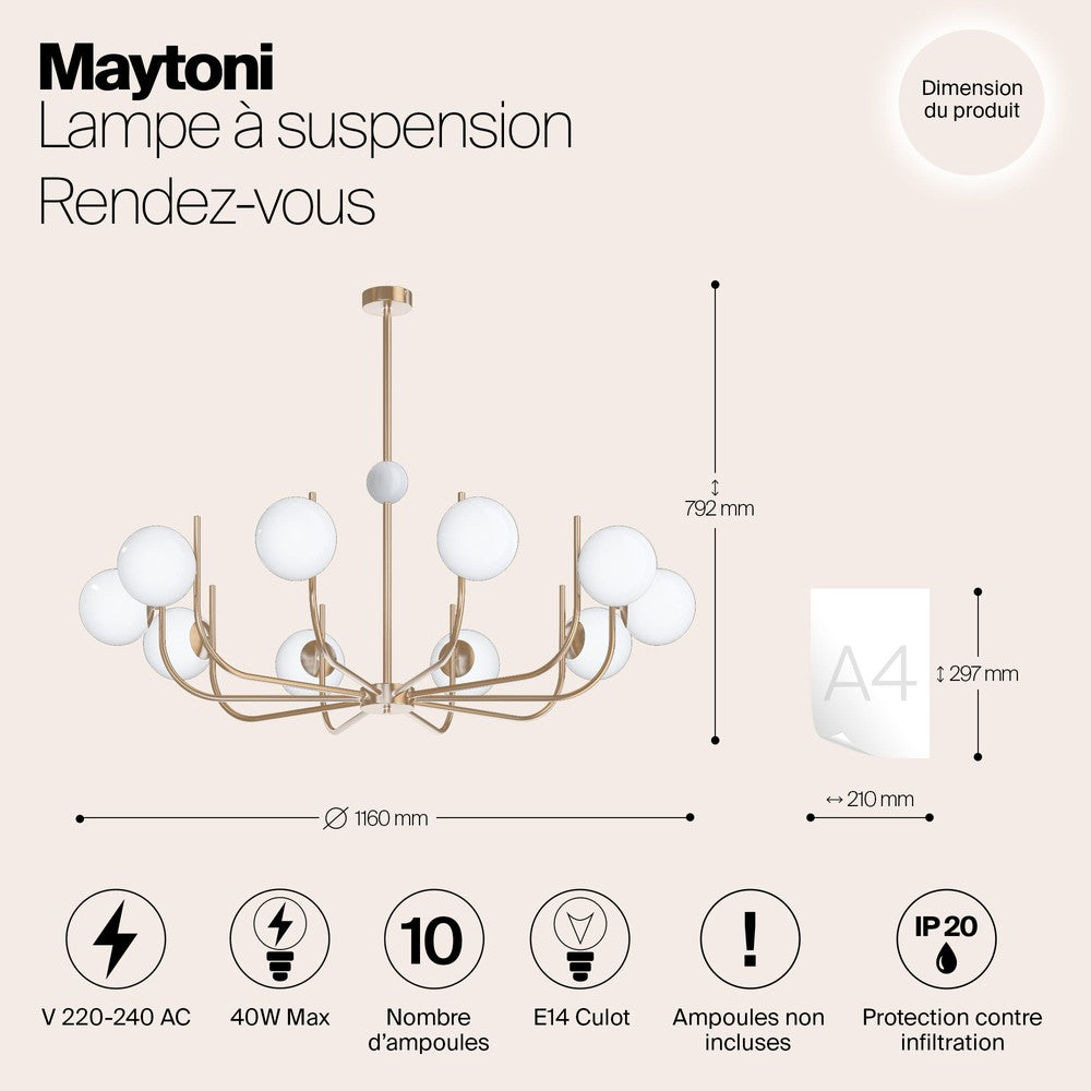 Rendez-vous Chandelier With Brass Styling - Large-Maytoni-South Charlotte Fine Lighting