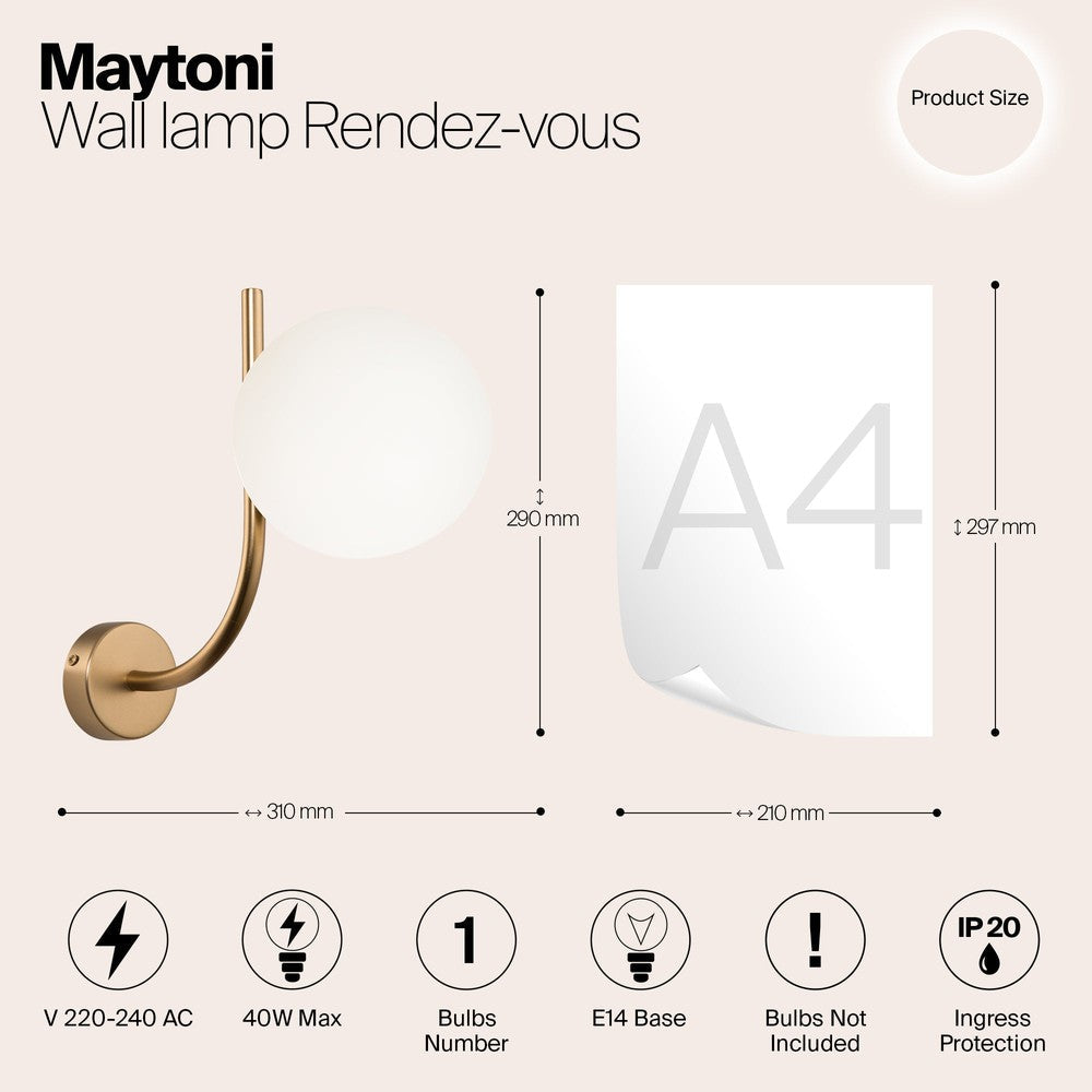 Rendez-vous Wall Lamp With Brass Styling-Maytoni-South Charlotte Fine Lighting