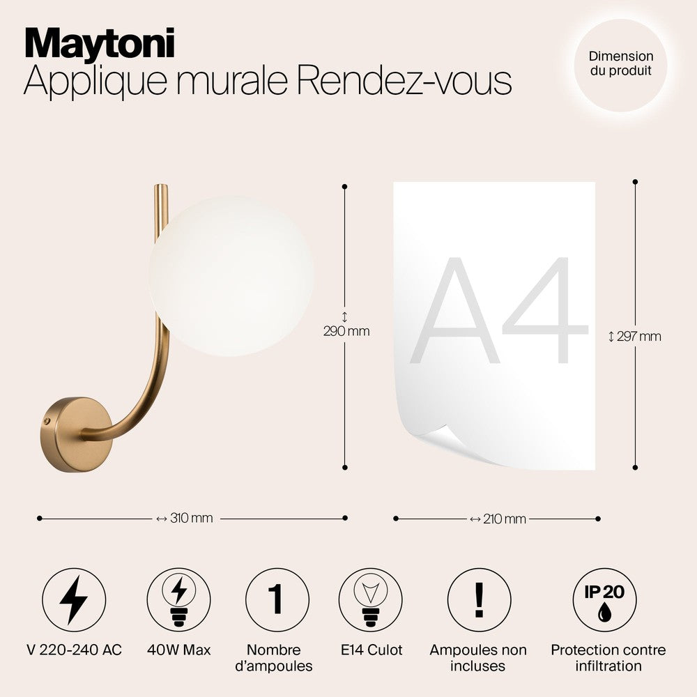 Rendez-vous Wall Lamp With Brass Styling-Maytoni-South Charlotte Fine Lighting