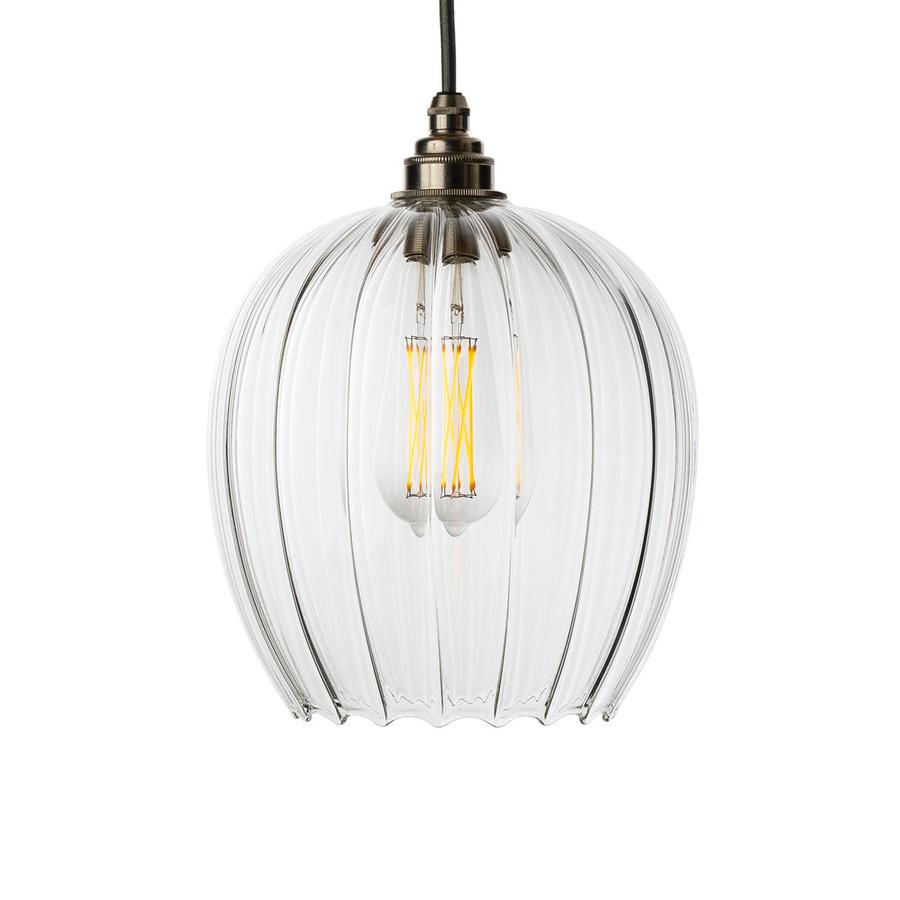 Ribbed glass style designer pendant light sold by South Charlotte Fine Lighting