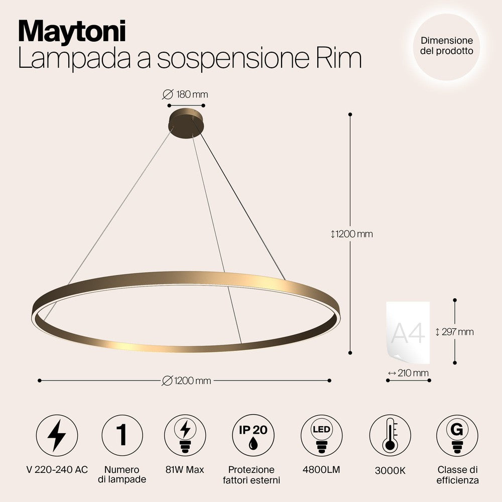 Rim Pendant Lamp A With Brass Styling-Maytoni-South Charlotte Fine Lighting