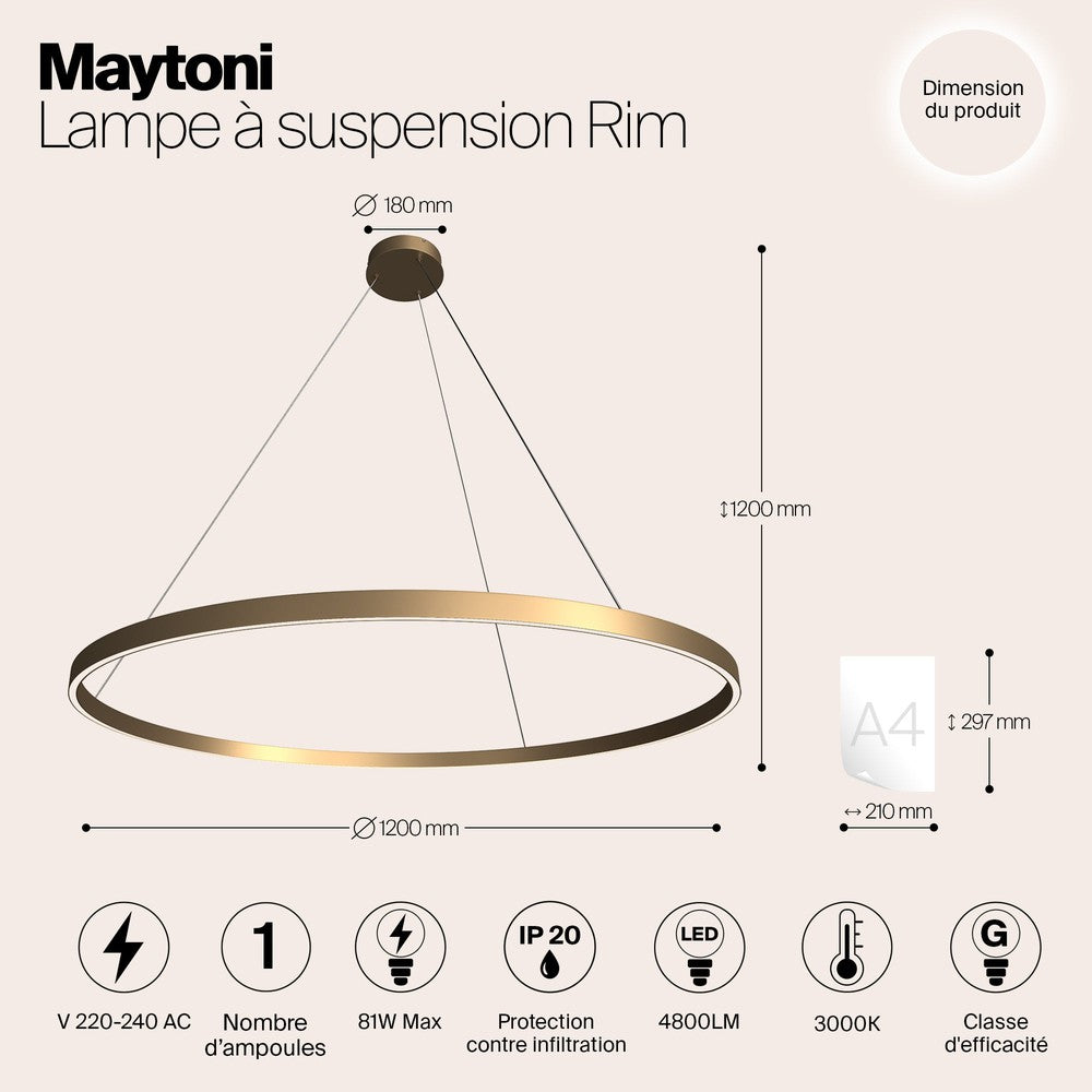 Rim Pendant Lamp A With Brass Styling-Maytoni-South Charlotte Fine Lighting