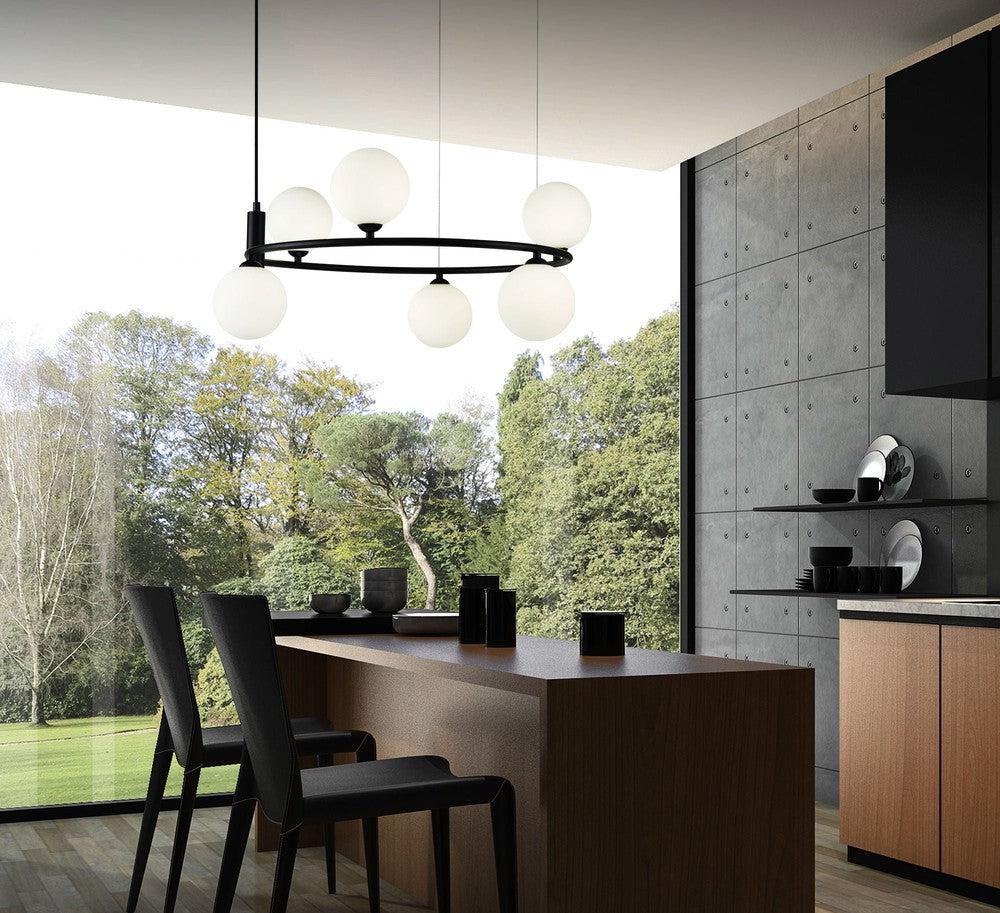 Ring Pendant Lamp Chandelier In Black - Large-Maytoni-South Charlotte Fine Lighting