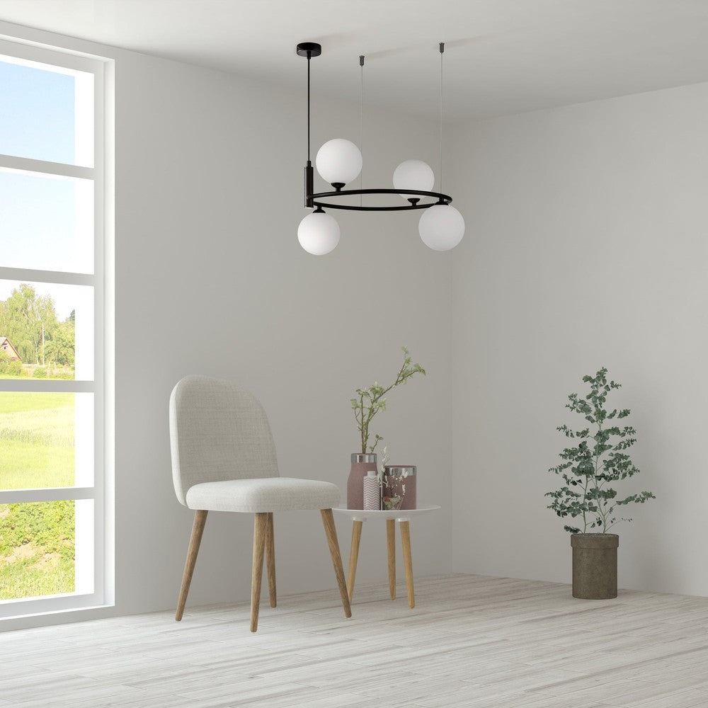 Ring Pendant Lamp Chandelier In Black-Maytoni-South Charlotte Fine Lighting