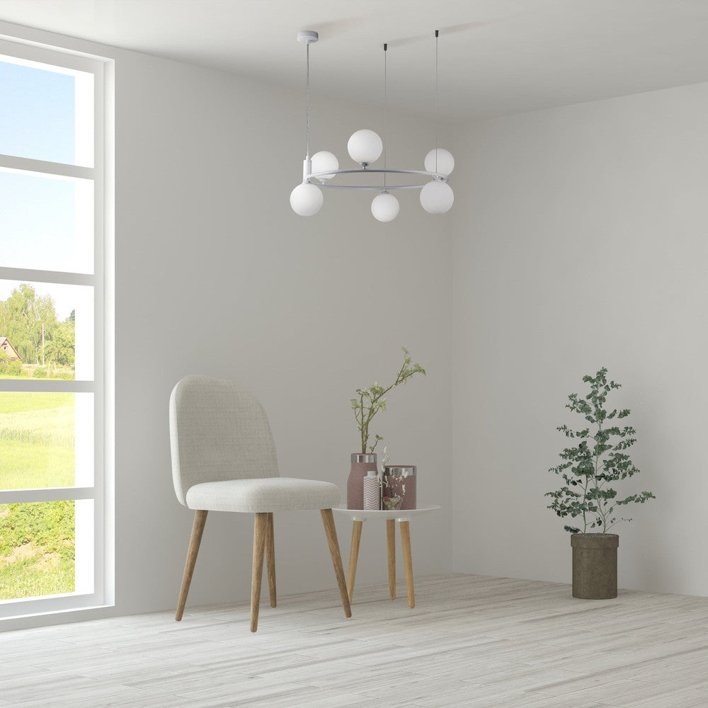 Ring Pendant Lamp Chandelier In White - Large-Maytoni-South Charlotte Fine Lighting
