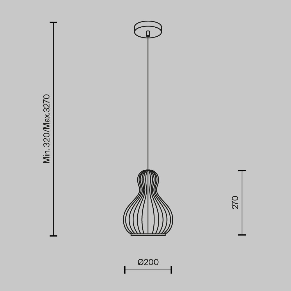Roots Hourglass Pendant Light With Beige Wooden Lampshade-Maytoni-South Charlotte Fine Lighting