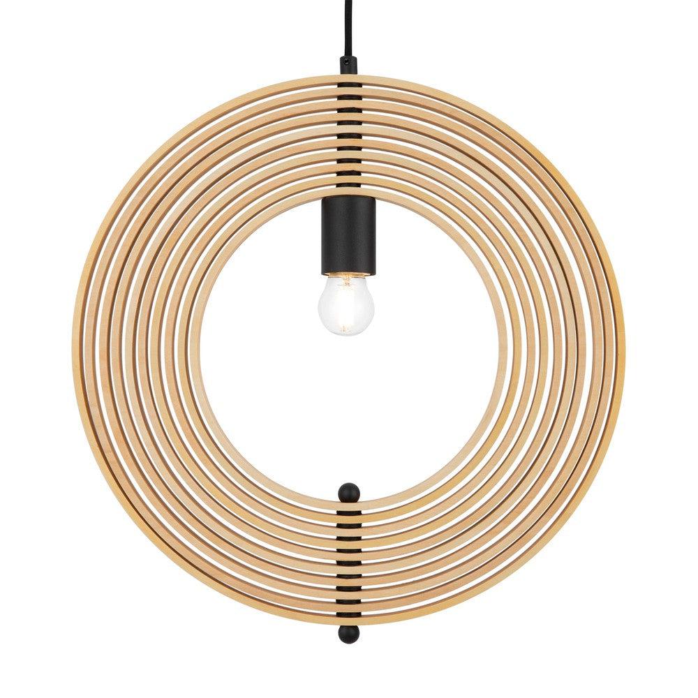 Roots Orbital Pendant Light With Beige Wooden Lampshade-Maytoni-South Charlotte Fine Lighting
