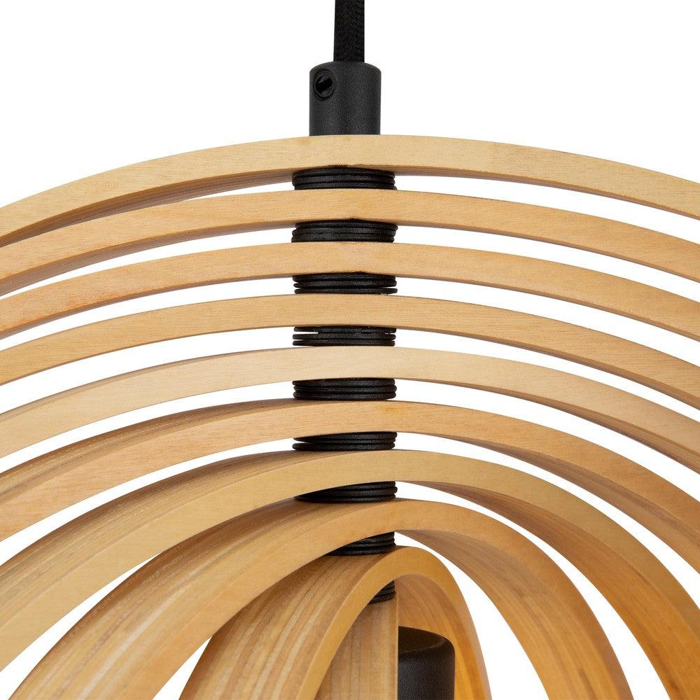 Roots Orbital Pendant Light With Beige Wooden Lampshade-Maytoni-South Charlotte Fine Lighting