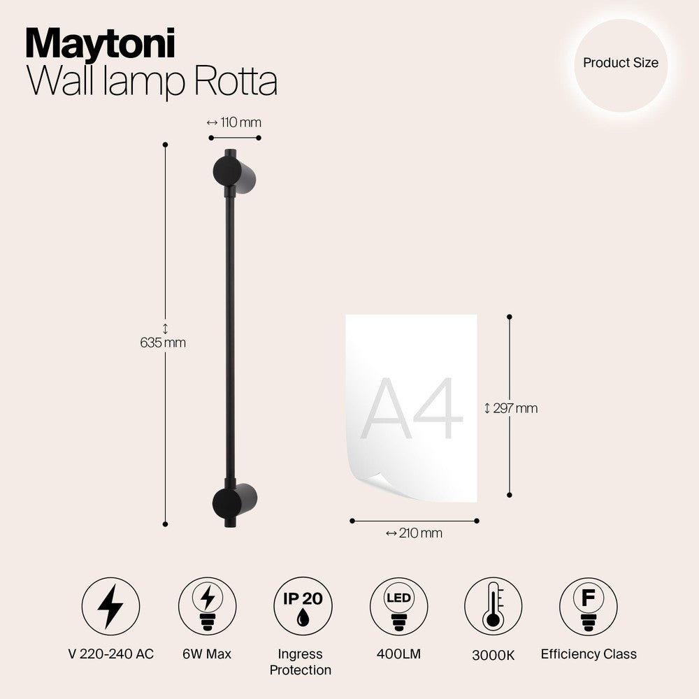 Rotta Wall Lamp In Black-Maytoni-South Charlotte Fine Lighting