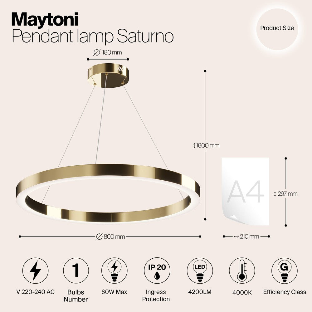 Saturno Pendant Lamp With Brass Styling - Large-Maytoni-South Charlotte Fine Lighting