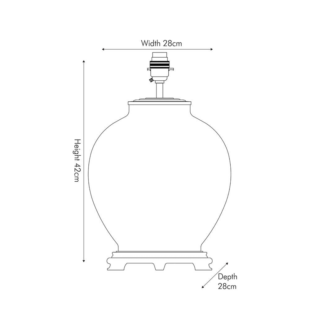 Sizes for Jenny Worrall table lamp sold by South Charlotte Fine Lighting