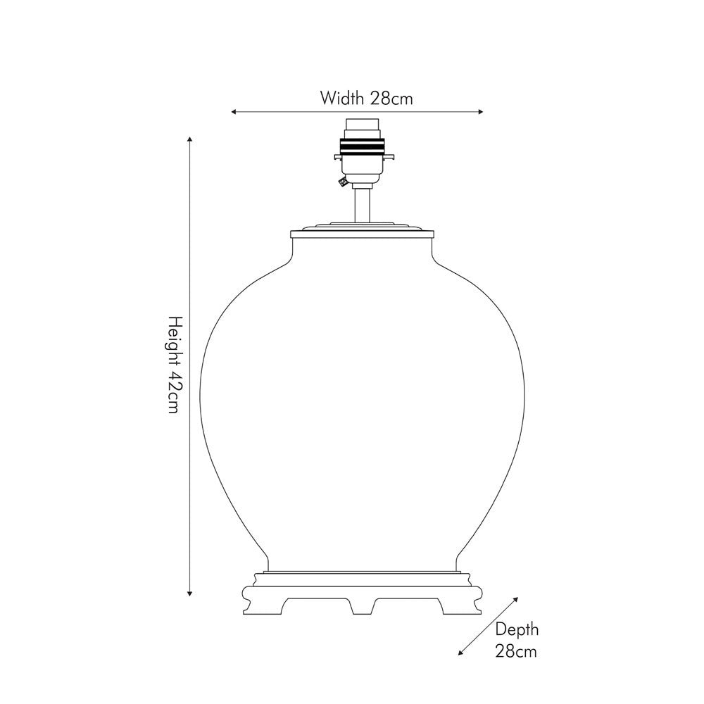 Sizes for Jenny Worrall luxury table lamp sold by South Charlotte Fine Lighting