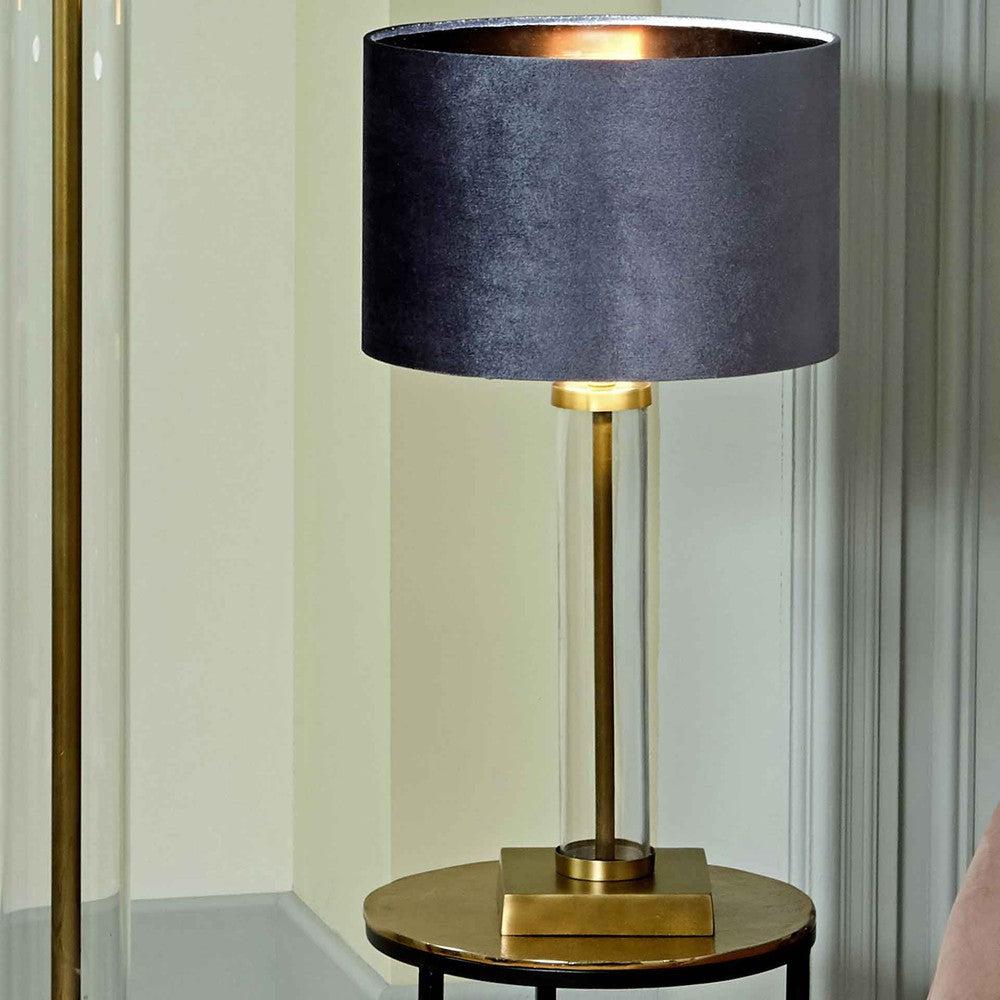 The slate grey coloured Bow velvet lampshade