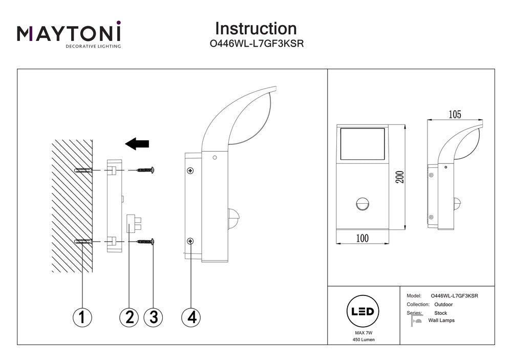 Stock Wall Lamp With Motion Sensor-Maytoni-South Charlotte Fine Lighting