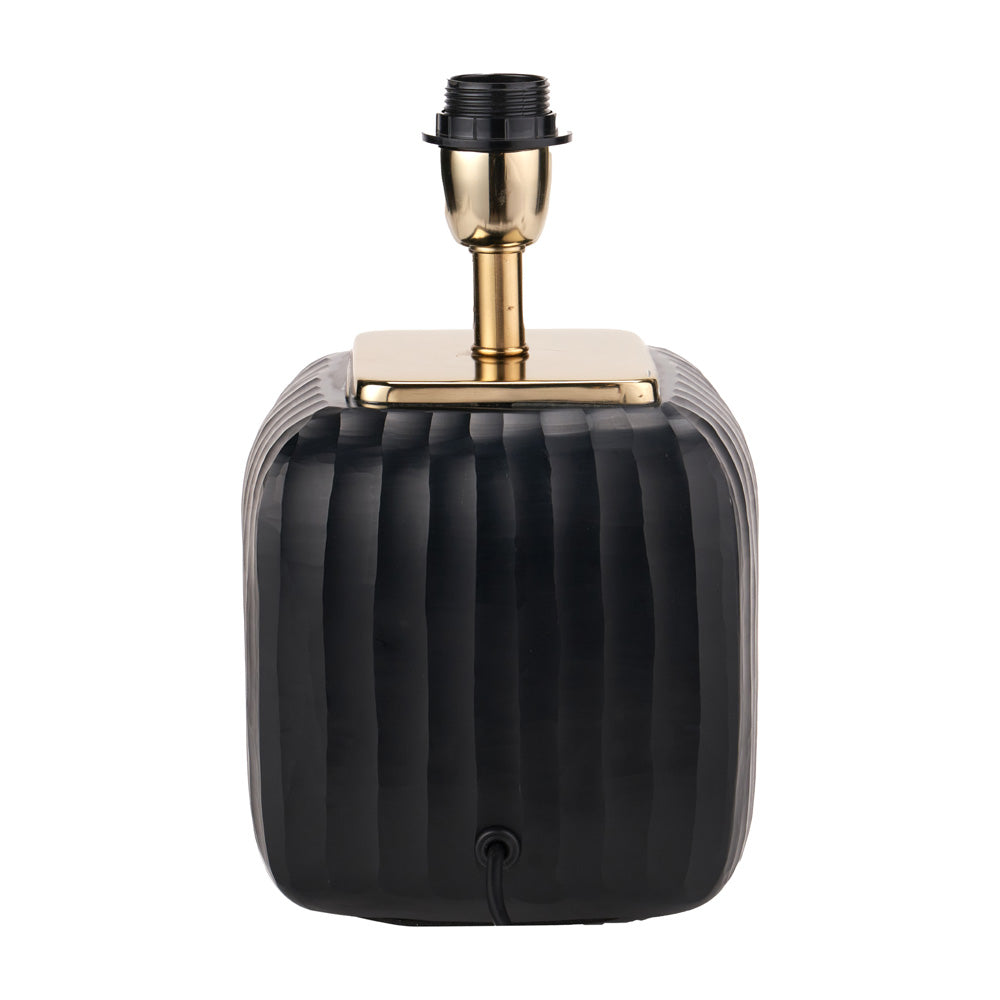 Back view of black table lamp