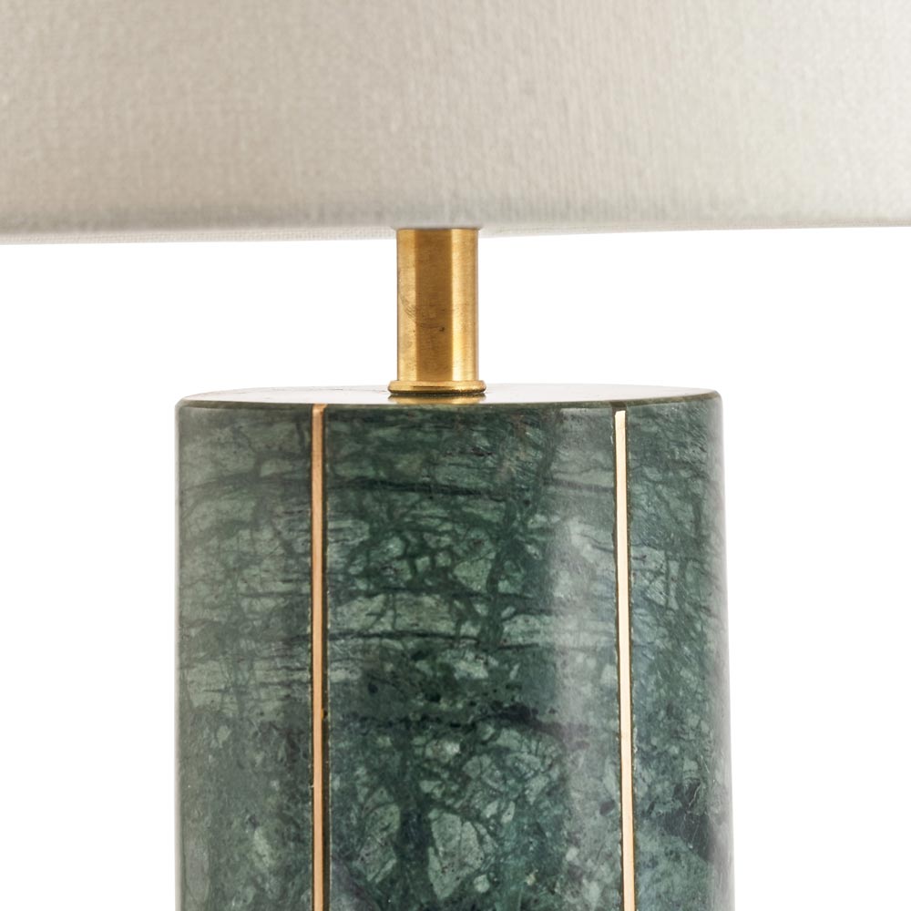 Detailed close-up on Venetia green table lamp