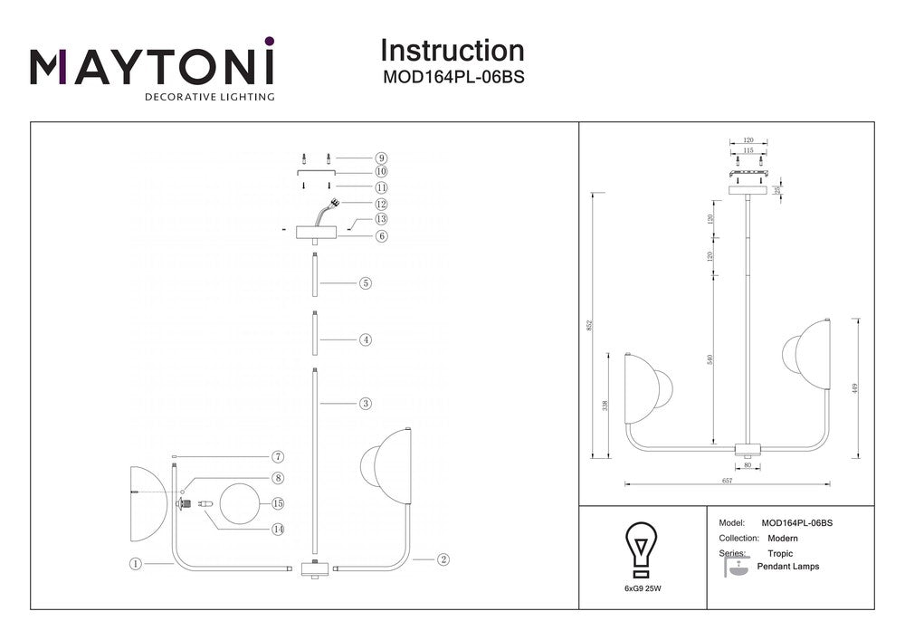Tropic Chandelier With Brass Styling-Maytoni-South Charlotte Fine Lighting