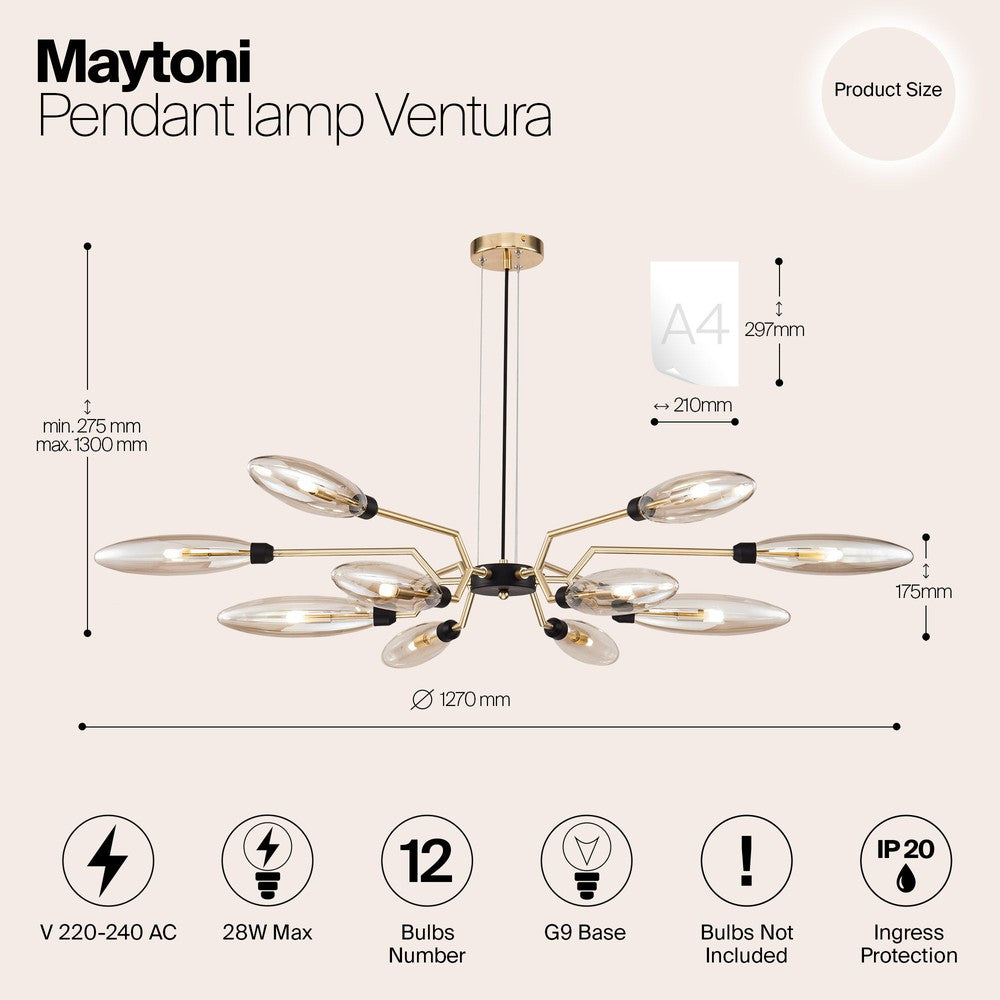 Ventura Pendant Lamp With Gold Styling-Maytoni-South Charlotte Fine Lighting