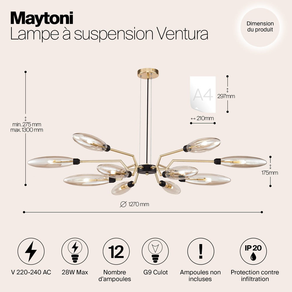 Ventura Pendant Lamp With Gold Styling-Maytoni-South Charlotte Fine Lighting