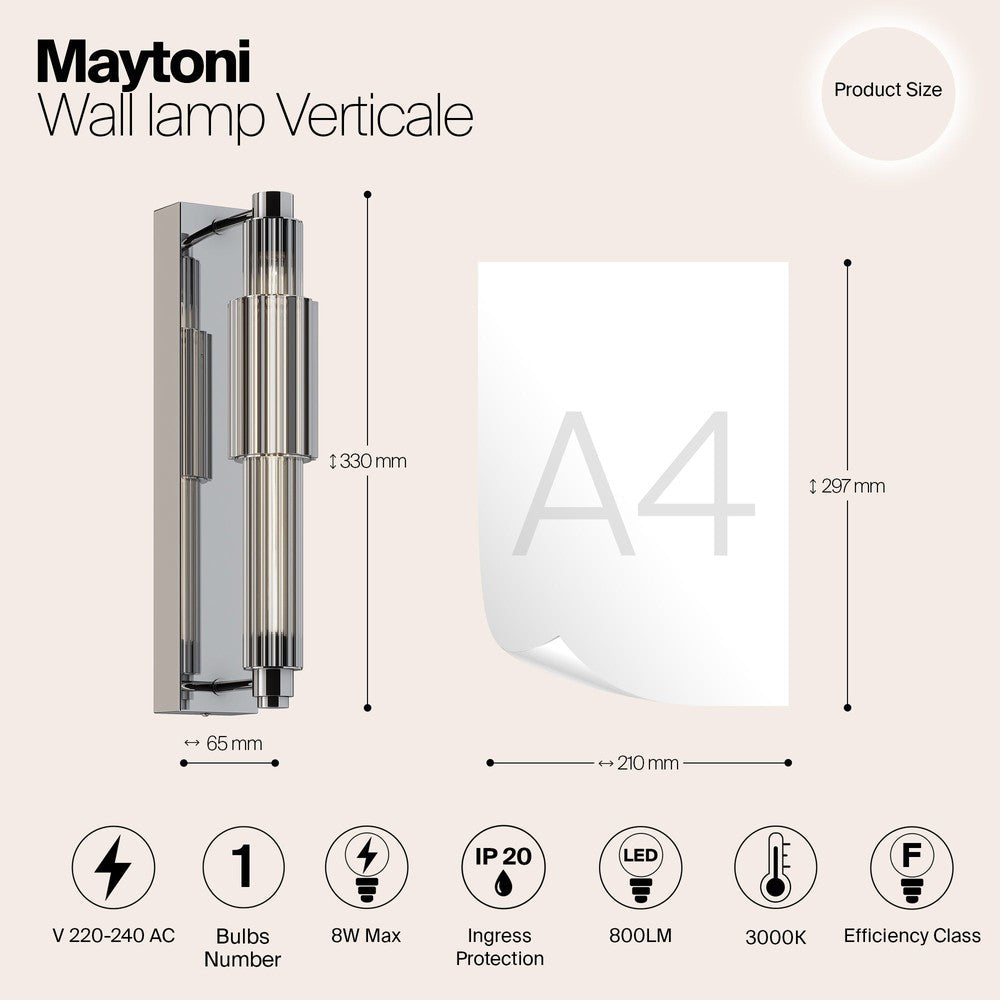 Verticale Wall Lamp With Chrome Styling Dark-Maytoni-South Charlotte Fine Lighting
