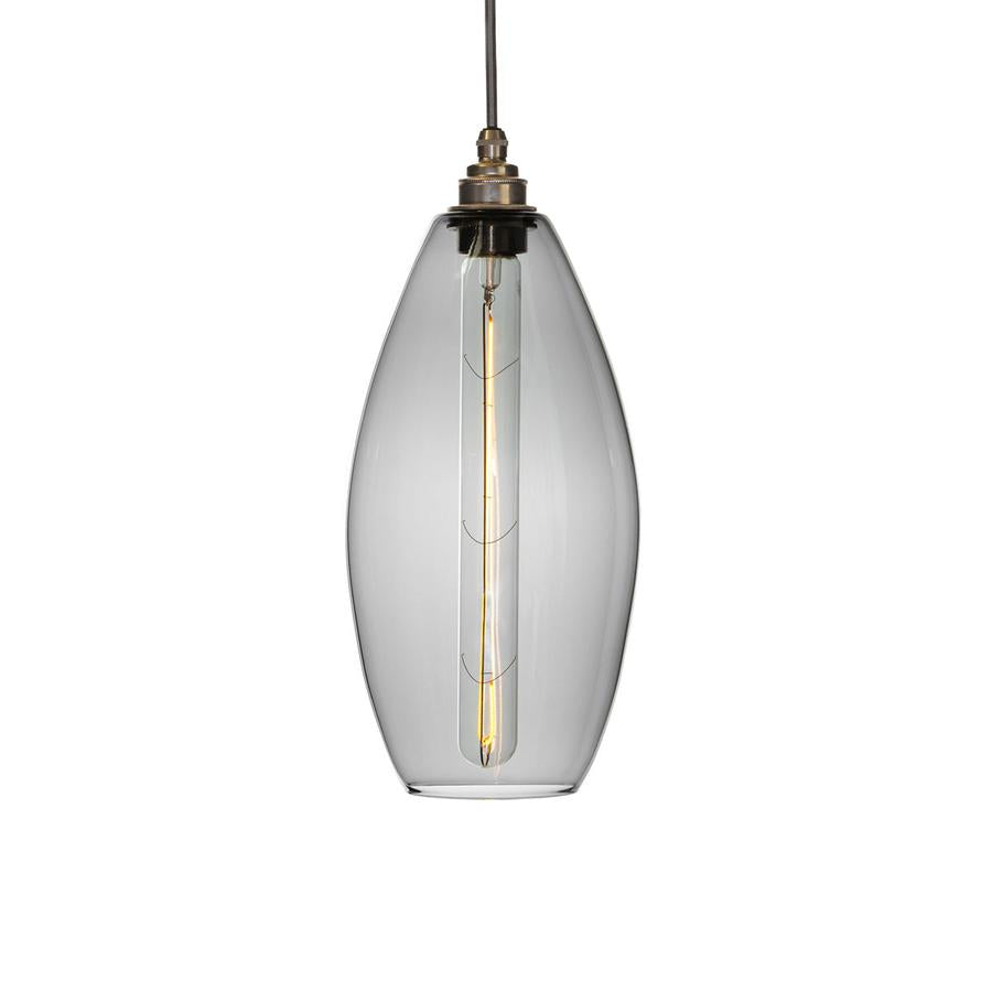Victoria Medium glass pendant ceiling light wiht transparent black glass, sold by South Charlotte Fine Lighting