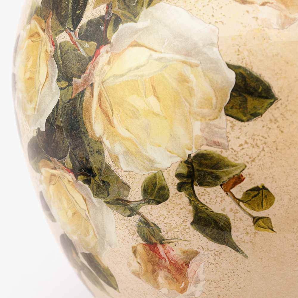 VIntage rose detail on glass table lamp sold by South Charlotte Fine Lighting