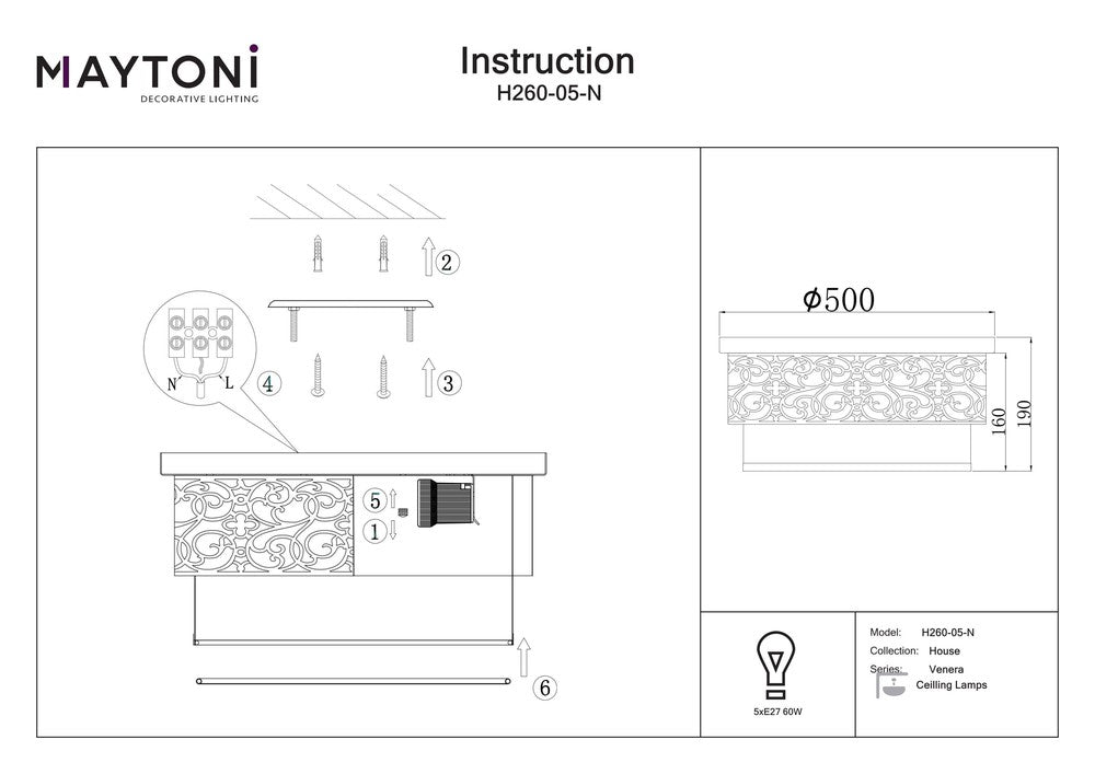 Venera Ceiling Lamp-Maytoni-South Charlotte Fine Lighting