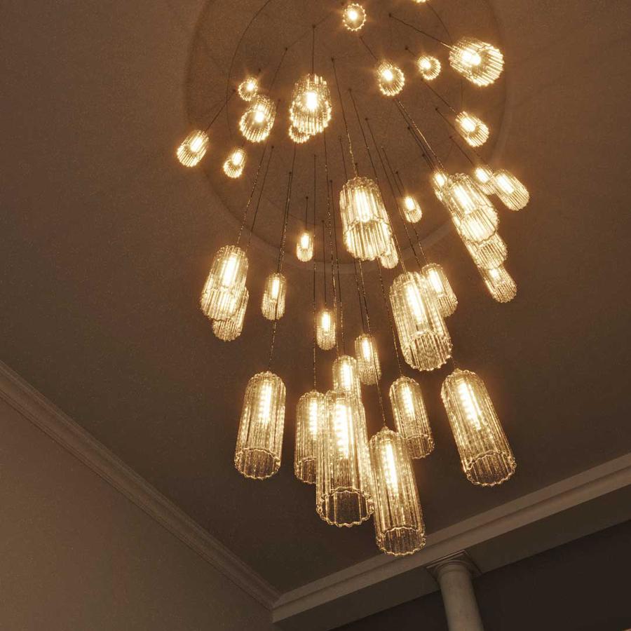 Ribbed glass pendant lights UK sold by South Charlotte Fine Lighting