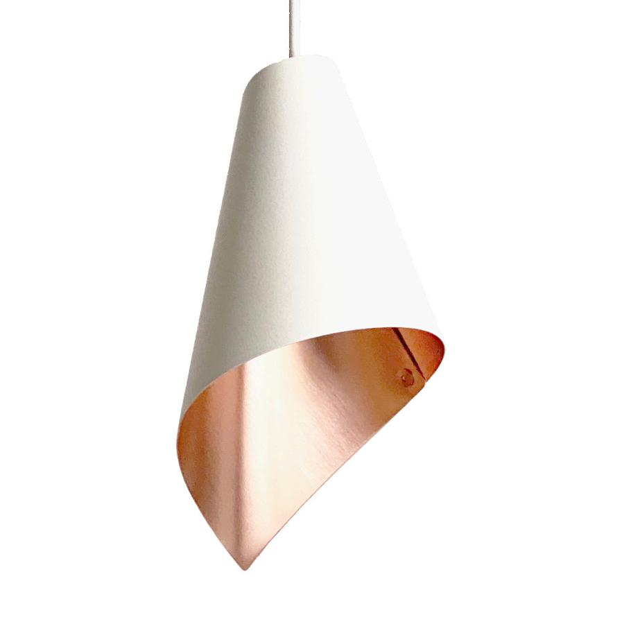 ARC SINGLE PENDANT LIGHT IN WHITE AND BRUSHED COPPER-Arcform-South Charlotte Fine Lighting