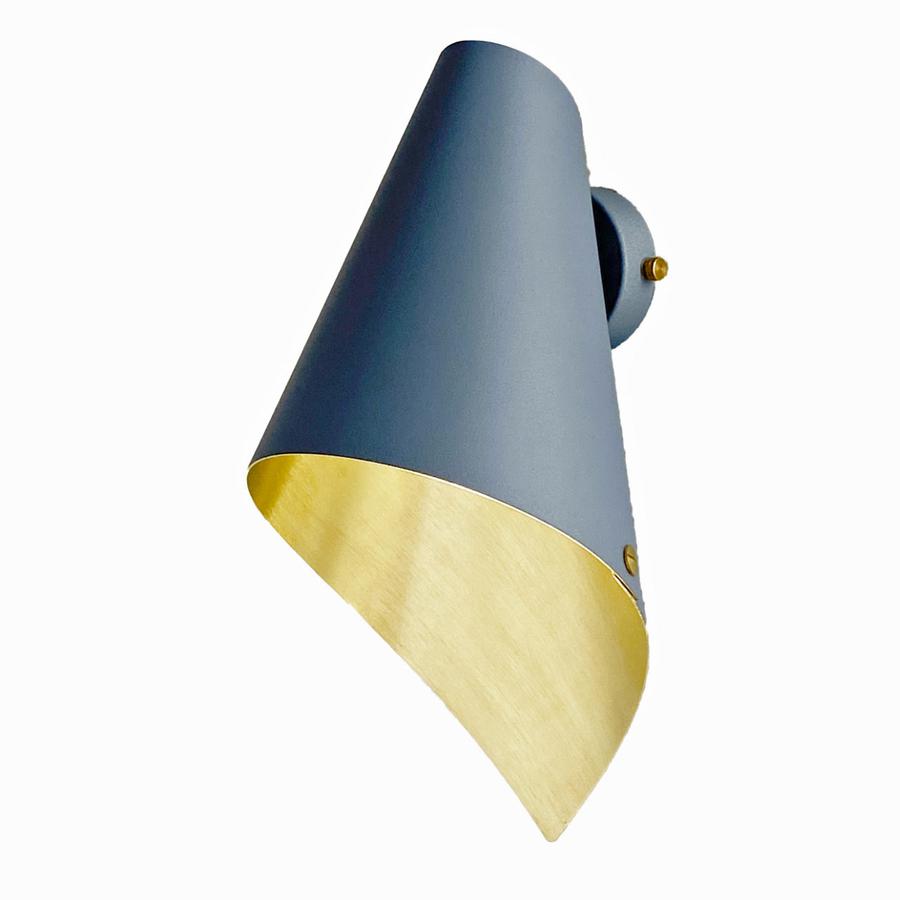 South Charlotte-supplied Arcform ARC wall light in grey and brushed brass is ideal for a for an entrance hallway or corridor