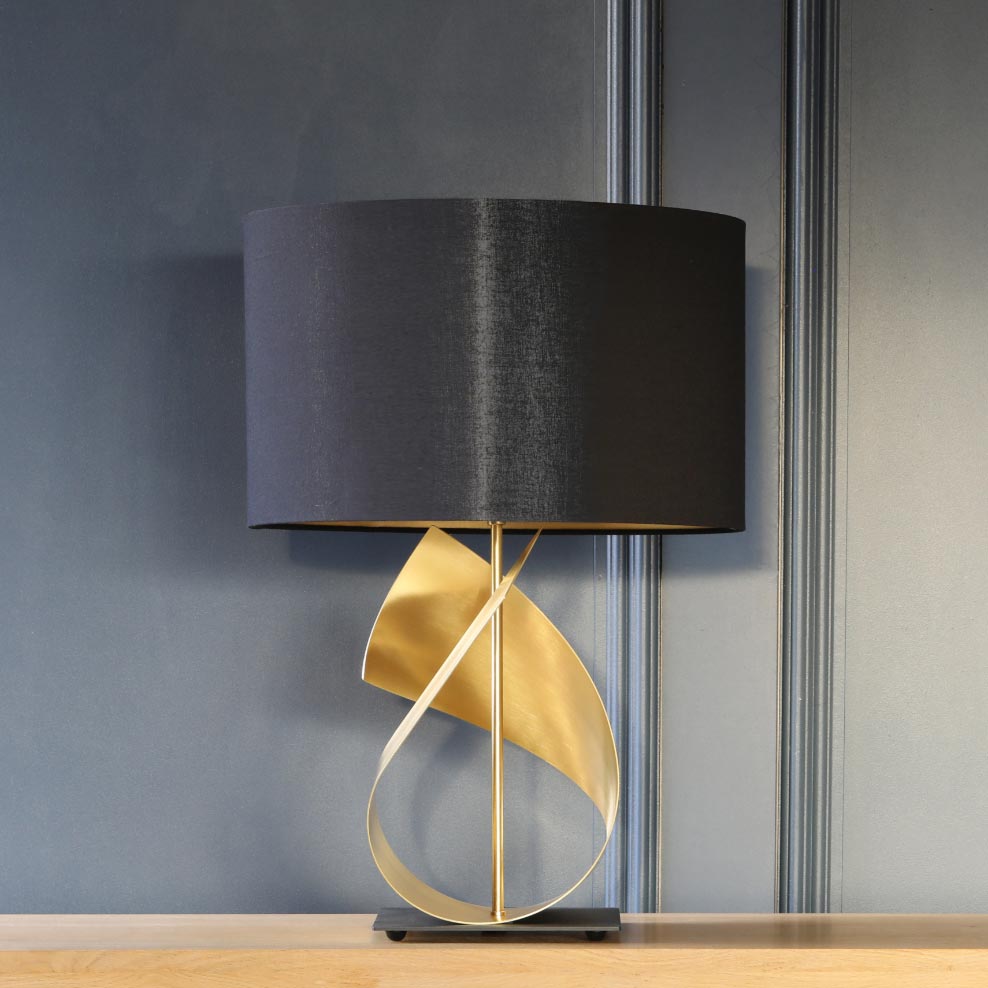 FLUX TABLE LAMP BASE IN BRUSHED BRASS-Arcform-South Charlotte Fine Lighting