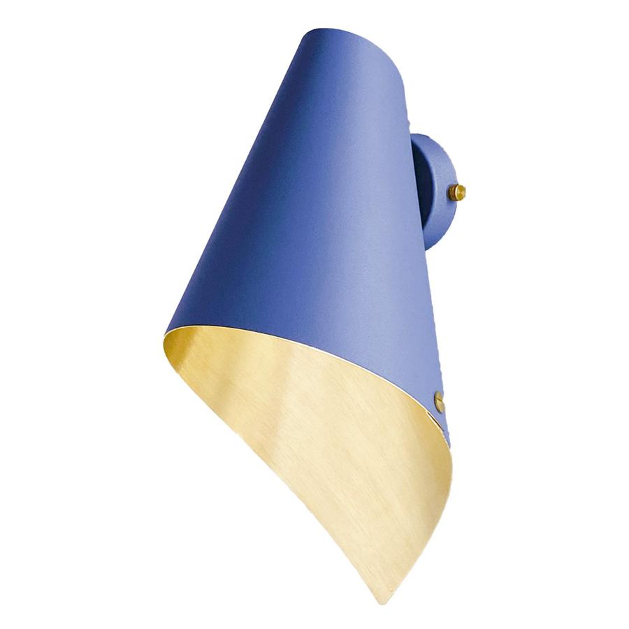 South Charlotte-supplied Arcform ARC wall light in blue and brushed brass is ideal for a for hallway