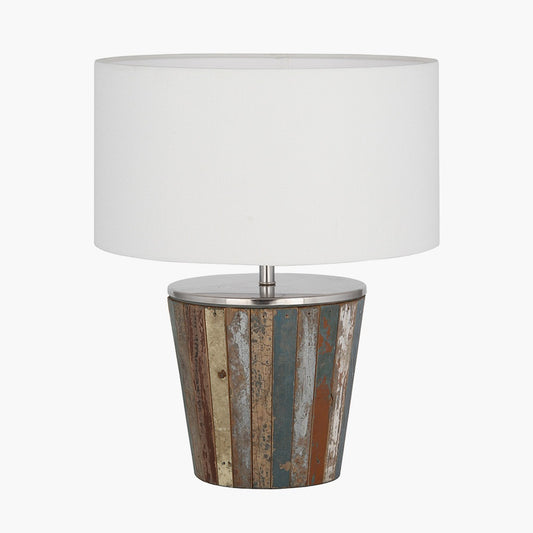 KERALA DISTRESSED BLUE WOOD TABLE LAMP AND LAMPSHADE
