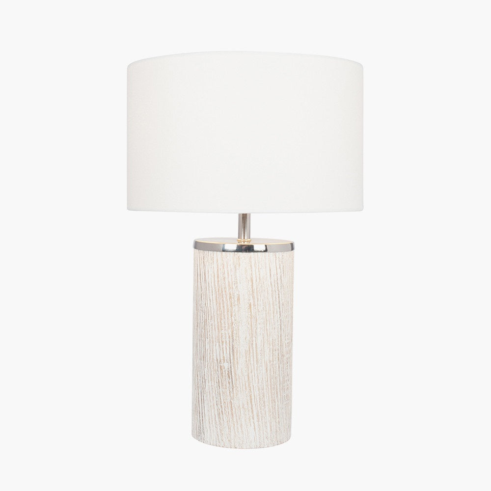 HALEY WHITE WASH WOOD COLUMN TABLE LAMP AND LAMPSHADE