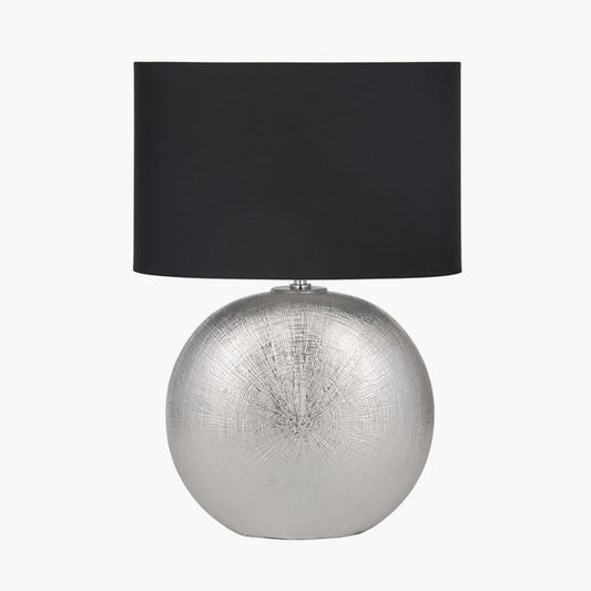 ALPHA SILVER TEXTURED CERAMIC TABLE LAMP