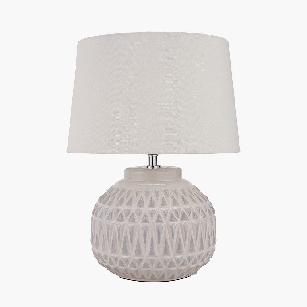 ANNELI WARM WHITE AZTEC TECTURE TABLE LAMP WITH LAMPSHADE