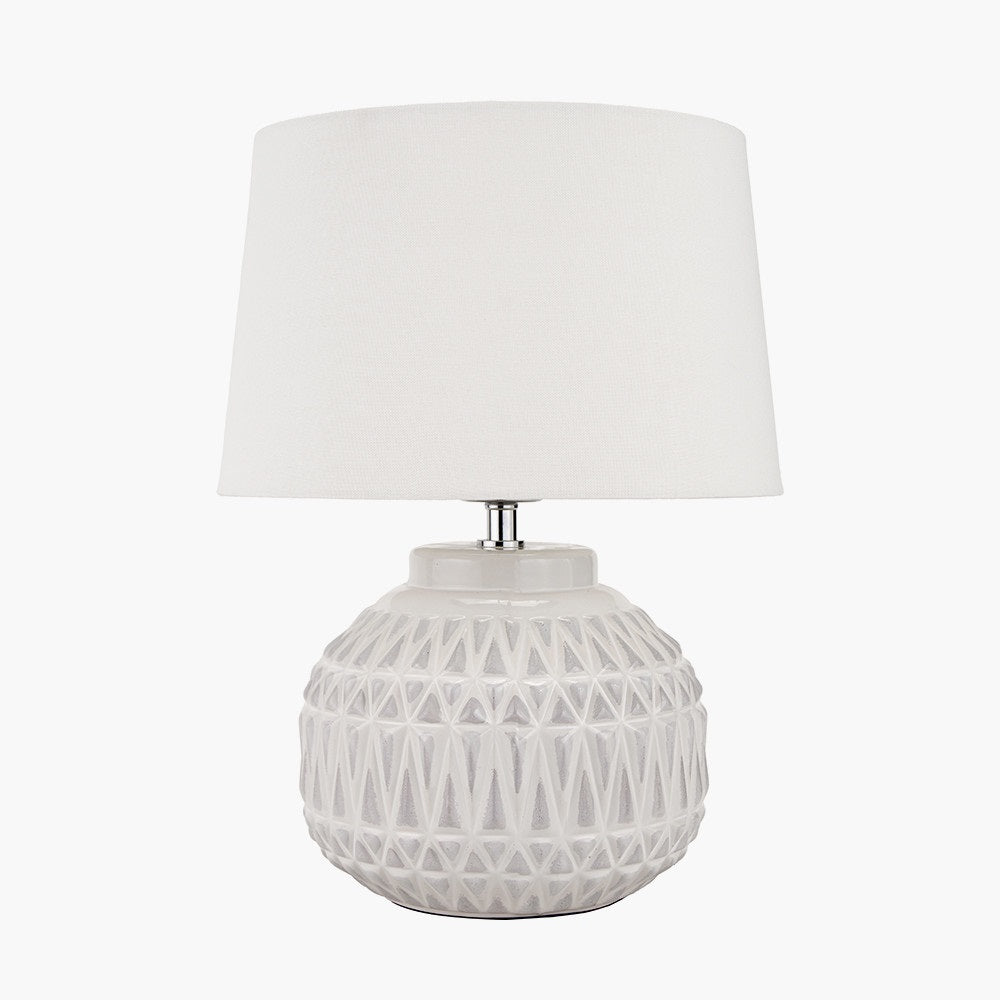 ANNELI WARM WHITE AZTEC TECTURE TABLE LAMP WITH LAMPSHADE