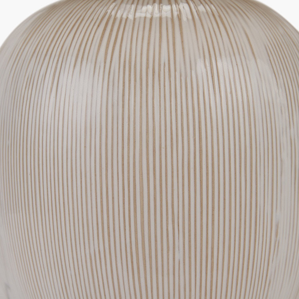 GRETA NATURAL AND CREAM TEXTURED CERAMIC TABLE LAMP WITH LAMPSHADE