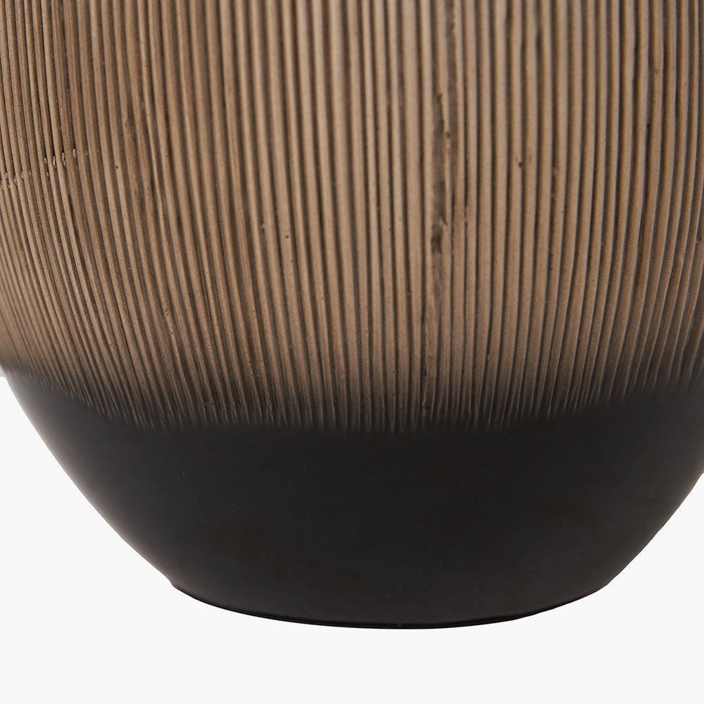 GRETA BLACK TEXTURED CERAMIC TABLE LAMP WITH LAMPSHADE