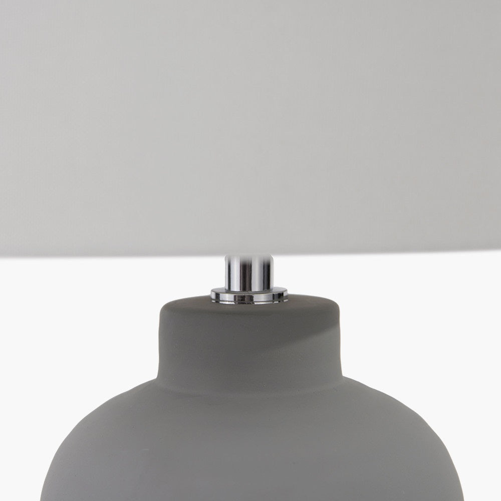 SOREN MATT GREY CERAMIC TABLE LAMP WITH LAMPSHADE