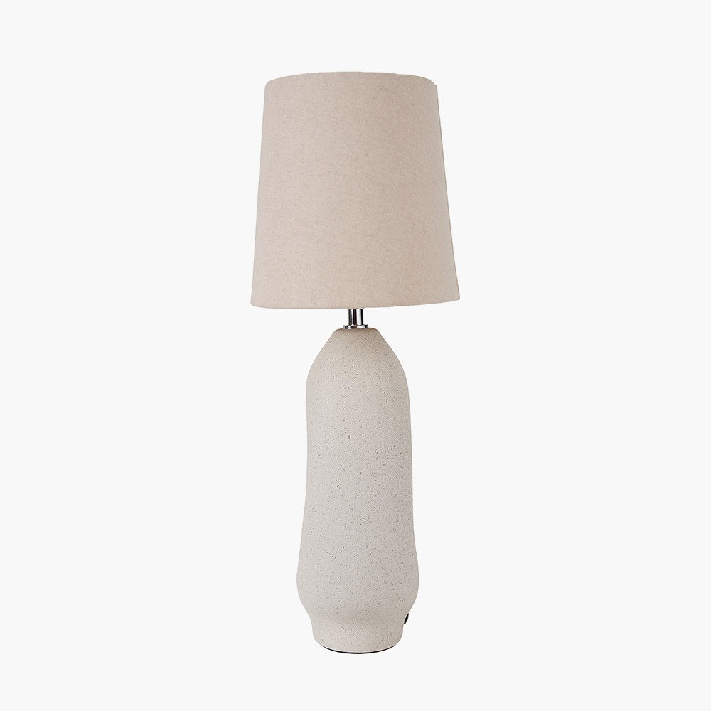 LAILA NATURAL ORGANIC TALL CERAMIC TABLE LAMP WITH LAMPSHADE
