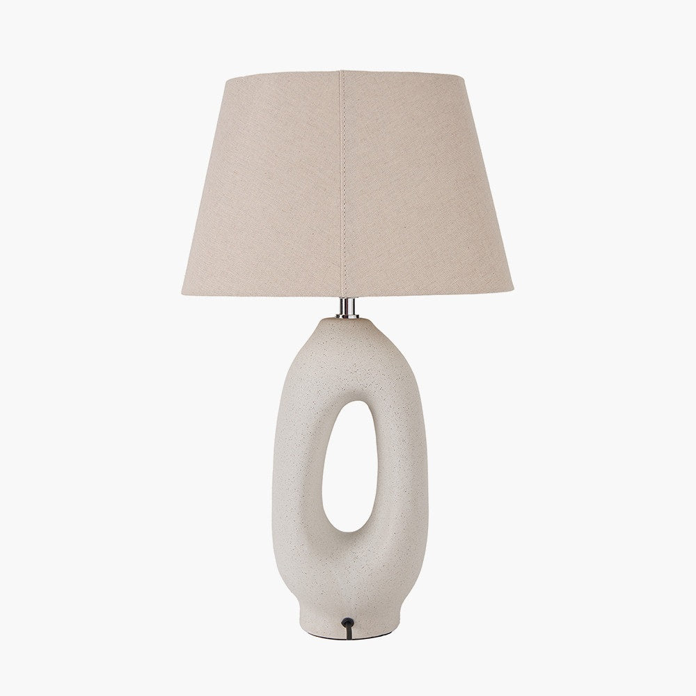 LAILA NATURAL ORGANIC TALL CERAMIC TABLE LAMP WITH LAMPSHADE