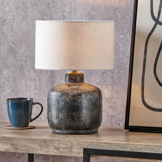 Vulcan Textured Volcanic Effect Grey Small Stoneware Table Lamp Base