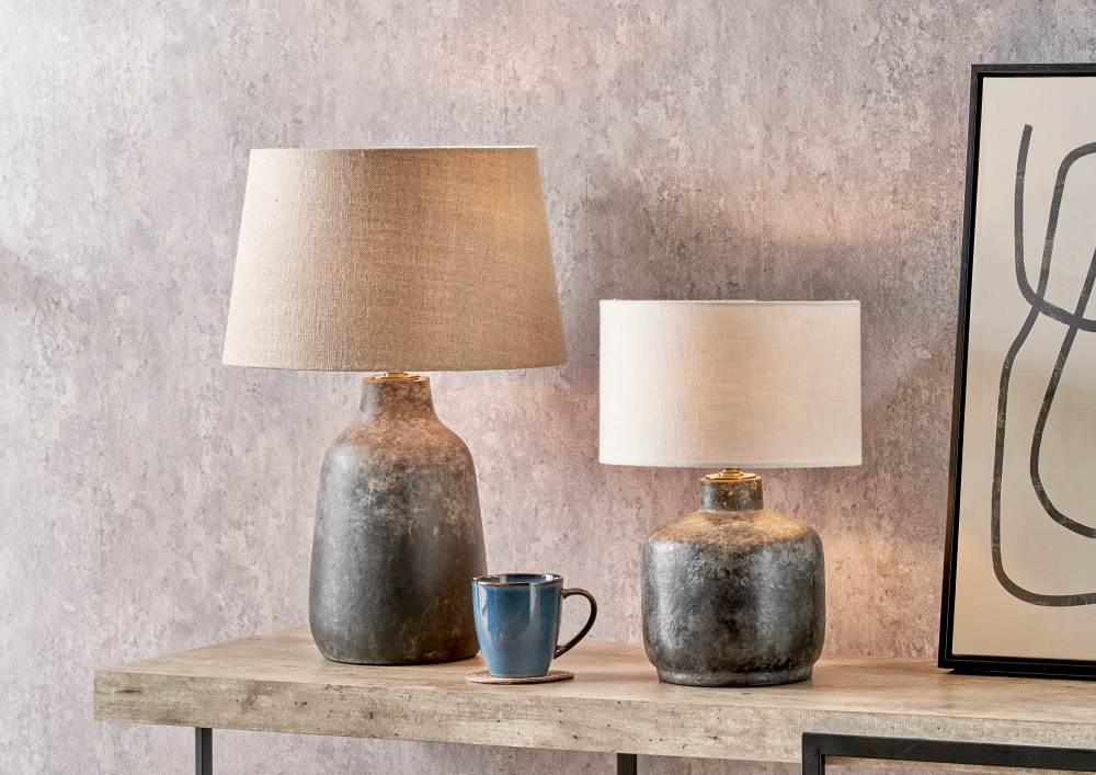 Vulcan Textured Volcanic Effect Grey Small Stoneware Table Lamp Base